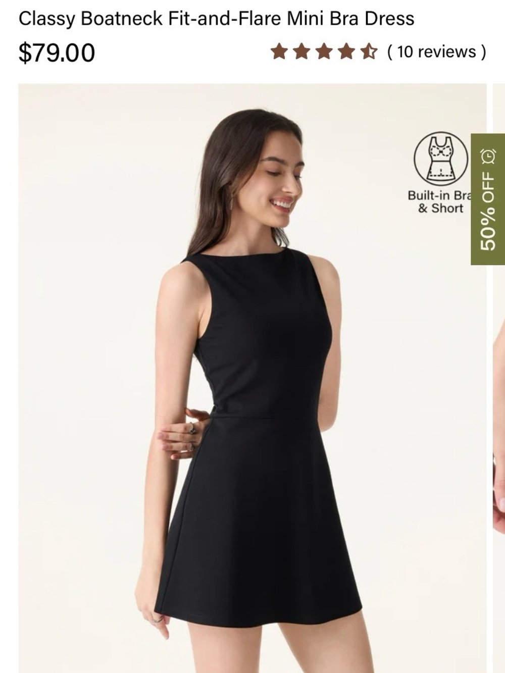 OGL Black Boatneck Fit-and-Flare Mini Dress